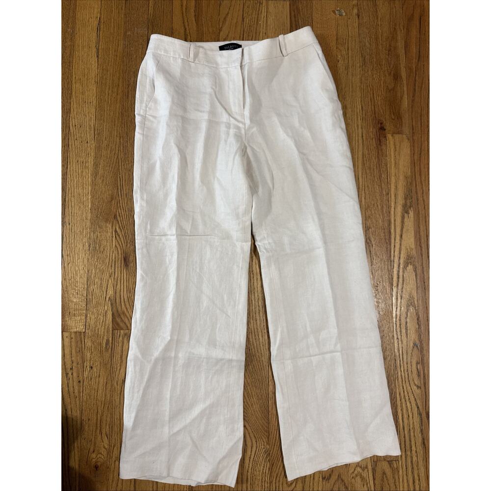 Talbots White Wide-Leg Linen Pants